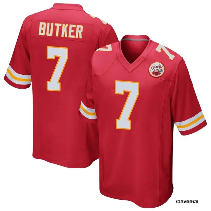 Men's Harrison Butker Kansas City Chiefs Team Color Jersey Red Game